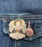 Catherine Parr Wooden Pin Badge - Tudor Queen Brooch - Henry VIII Wife Gift  - Image 2