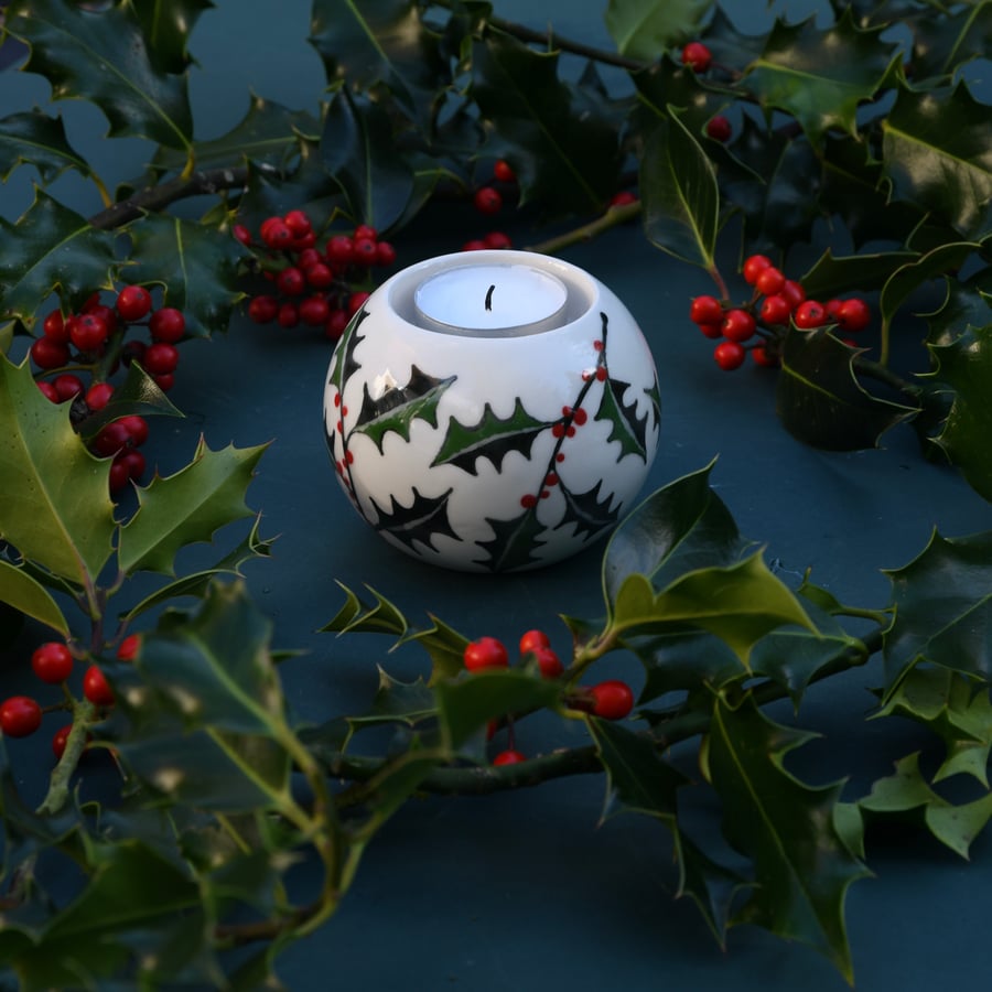 Christmas Holly Tealight Holder