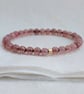 Pale pink dragon vein agate gemstone elastic bracelet 