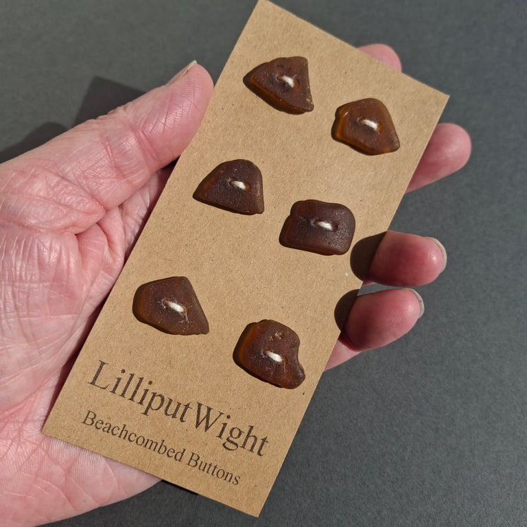 Set of six brown sea glass buttons