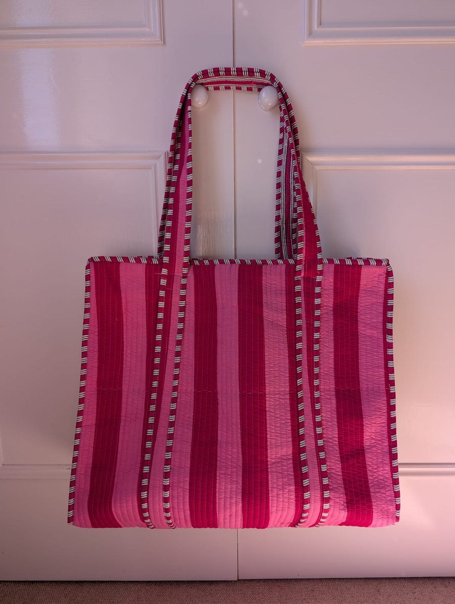 Quilted Stripe Tote Bag