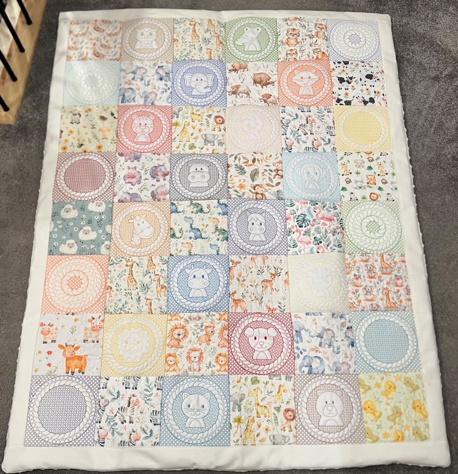 Handmade patchwork tummy time blanket