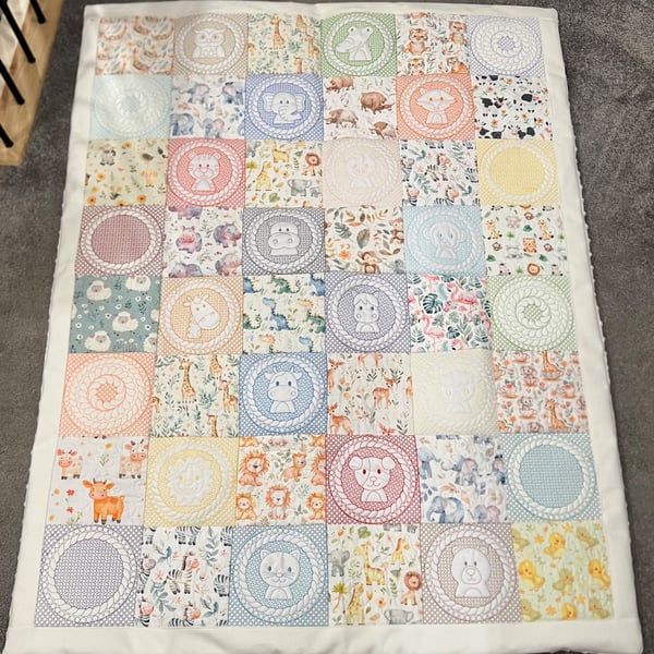 Handmade patchwork tummy time blanket