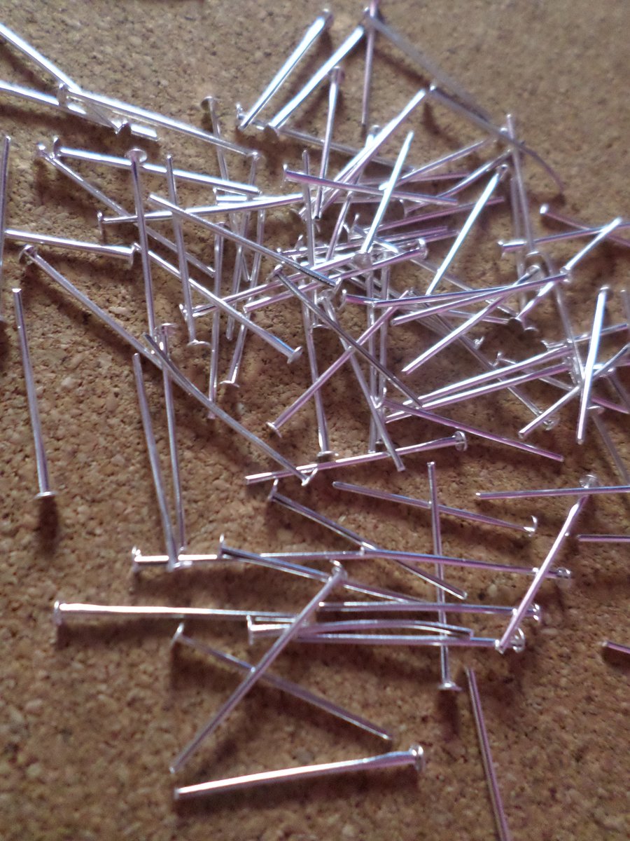 200 x Jewellery Making Headpins - 22mm - Silver Plated 