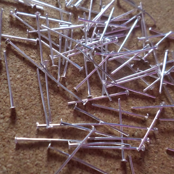 200 x Jewellery Making Headpins - 22mm - Silver Plated 