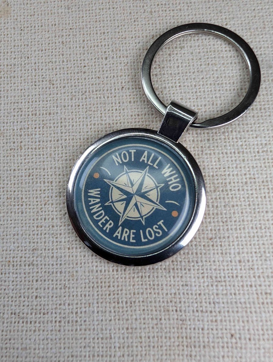 Not all who wander are lost Keyring- Travel themed - Large Resin Finished 