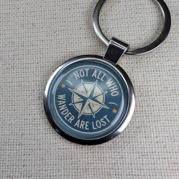 Not all who wander are lost Keyring- Travel themed - Large Resin Finished 