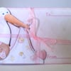 Handmade Money ,Gift Card Wallet For Baby Girl, Stork