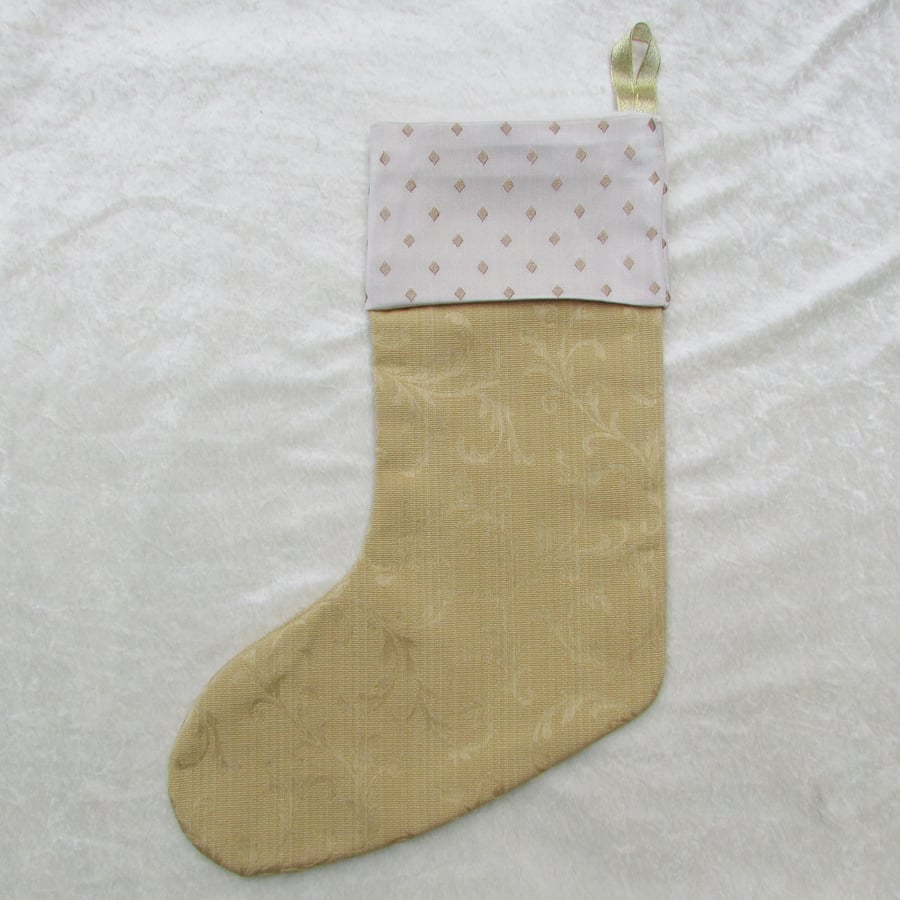 Large gold Christmas stocking with pale gold cuff
