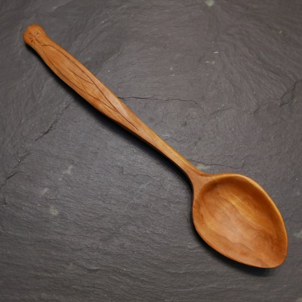 Handcarved Rowan Wood Serving Spoon