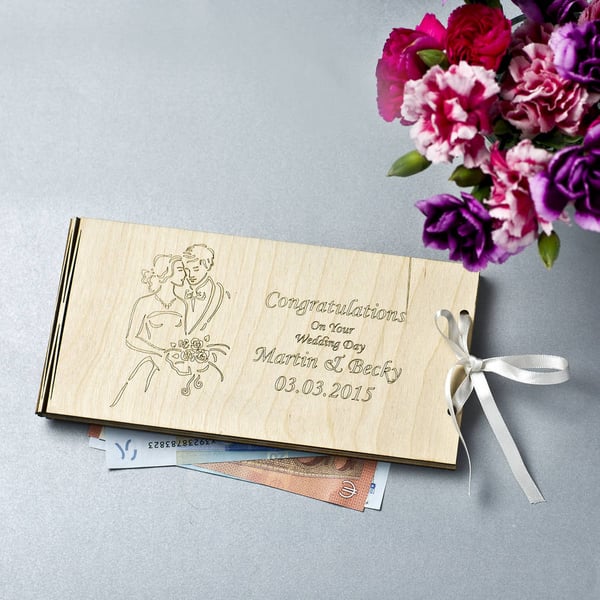 Personalised Wooden Money Wedding Gift Envelopes