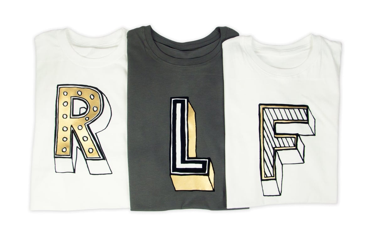 Womens Letter T-Shirt- 'Juniper Red' Font. Choose your Initial Alphabet