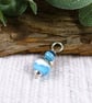 Blue Waves Glass Bead Pendant, Sterling Silver with Agate - Chain is Optional - Image 3