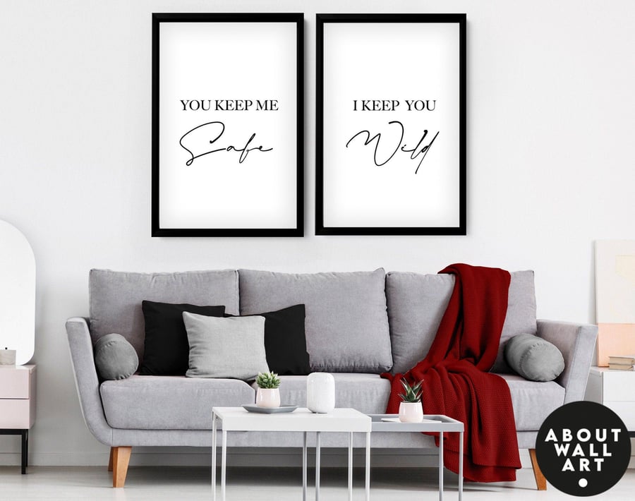 Set x 2 couple prints, Couples Anniversary Gift, Valentine's day, Bedroom Wall D