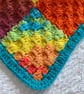 Rainbow Patchwork Crochet Baby Blanket with Turquoise Border Handmade - Image 6