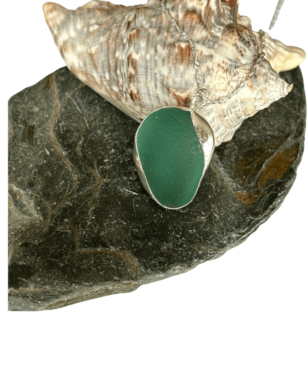 Sea Glass  Pendant Framed With Silver