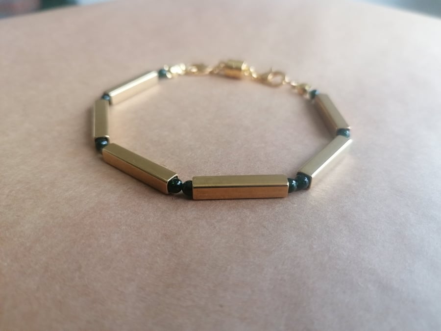 Racing Green and Gold, classicical bracelet. 