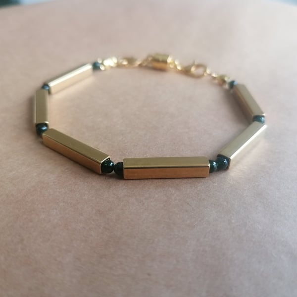 Racing Green and Gold, classicical bracelet. 