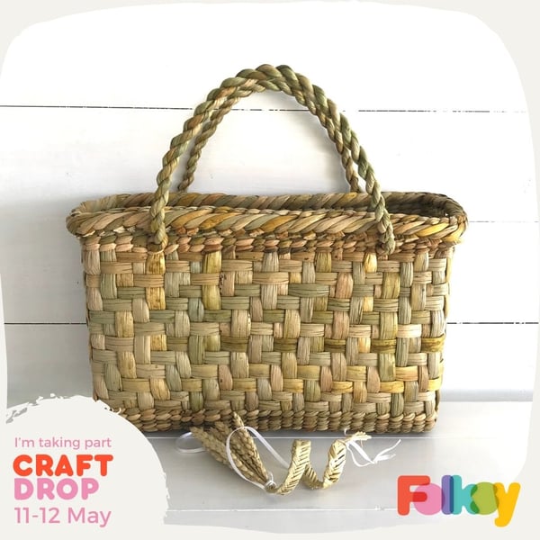 Basket - Shopping Basket - Rush Basket - Handbag - Handmade in Cornwall 694