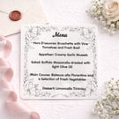 Signature Monochrome Bloom Wedding Menu Card Signature Floral Design