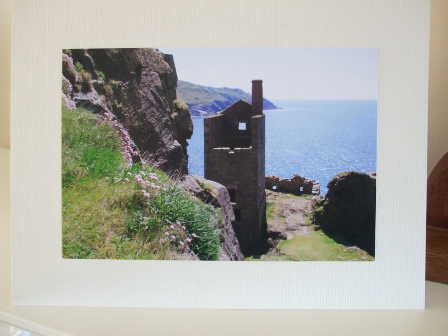 Greetings card with a photo of Botallack Tin Mine, St. Just-in-Penwith, Cornwall