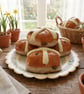 Handcrafted 4 x Fake Hot Cross Buns Decorative Easter Spring Decor - Image 2