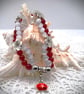 Selenite and Jade Double Bracelet with Ladybird Charm.  Free UK Postage