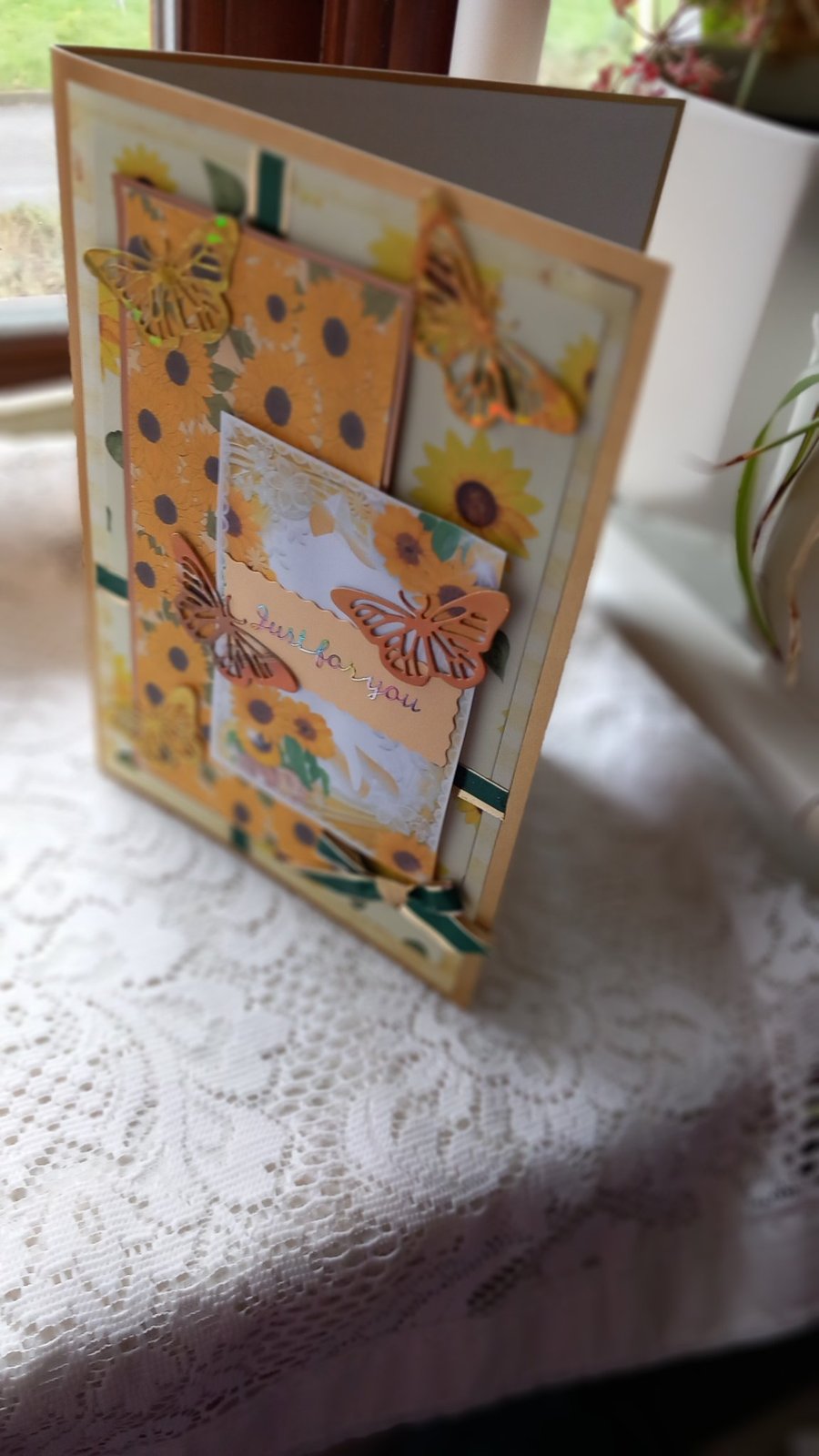sunflower and butterflies greeting card