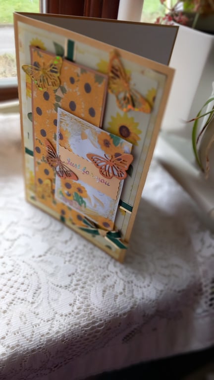 sunflower and butterflies greeting card