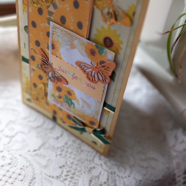 sunflower and butterflies greeting card