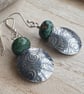 Silver spiral earrings, African turquoise, Disc earrings - Image 1