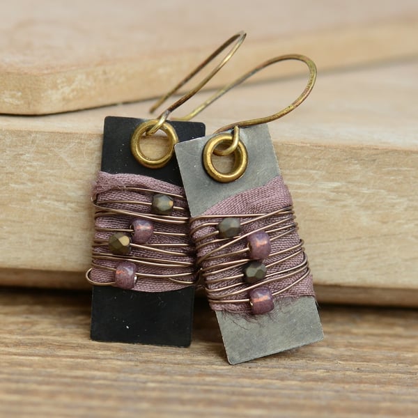 Vintaj Arte Metal Brass Eyelet Earrings, Purple... - Folksy