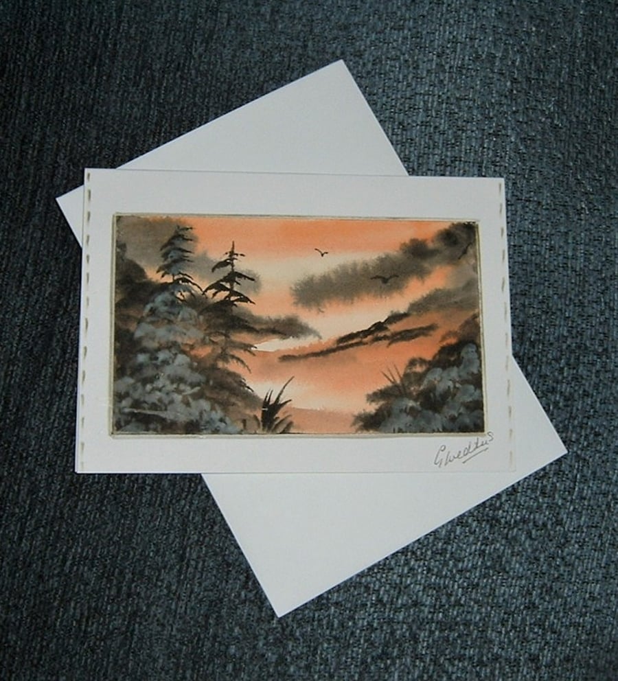 unique hand painted original art greetings card  ( ref F 928 )