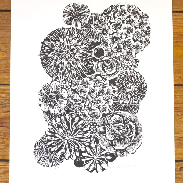 Florabunda Lino Cut Print PRINT SALE