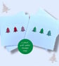 Christmas cards, pack of 2 with green and red trees on a shiny card 