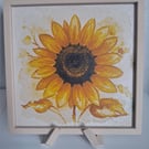 Sunflower 3D HueForge Framed Print - 8.7 x 8.7 Inch - Wood PLA Frame & Stand Inc