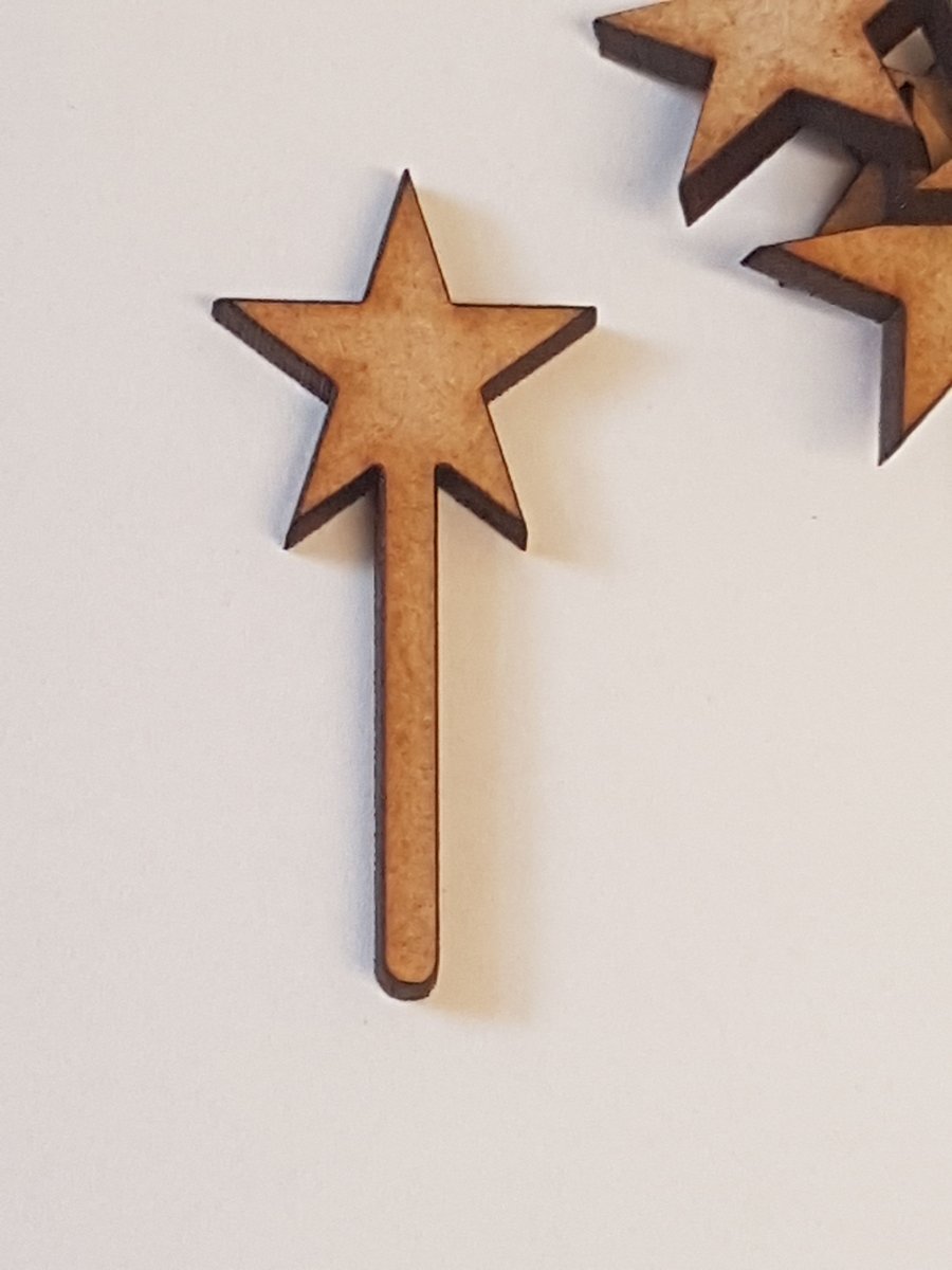 25 x Star Wand 4cm Craft Embellishment MDF Laser cut wooden shape
