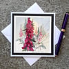 Blank Card Handpainted Foxglove Wildflowers Birthday