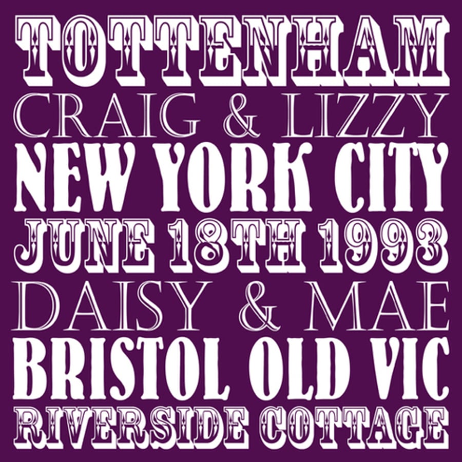 Our History in Words personalised 8x8 canvas