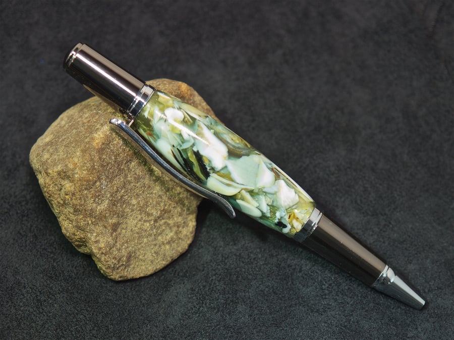 Hand crafted pen made with genuine razor clam sea shells from Orkney. S24