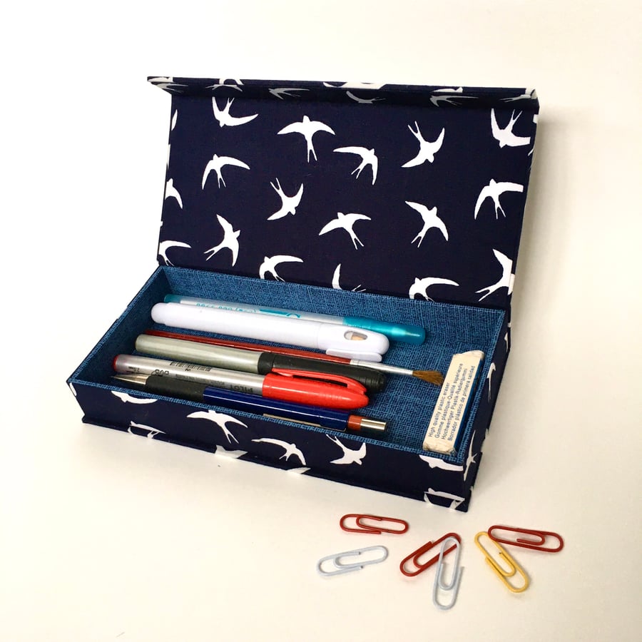 Free Little Birds Handmade Fabric Covered Pencil Case 