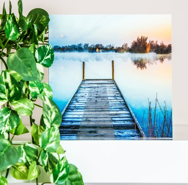 Moonlight at dawn on a frosty lake in  Wiltshire UK - tranquility, beauty, peace