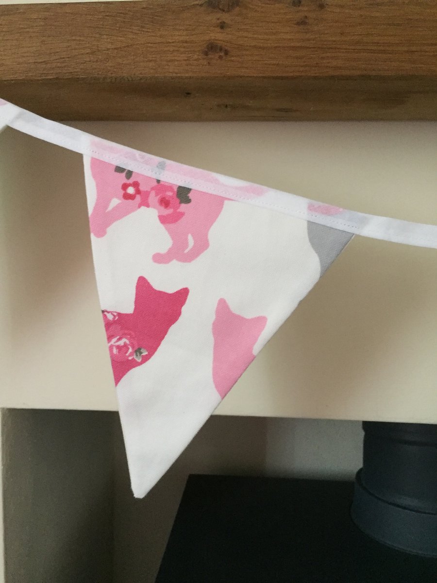 Handmade fabric Cat bunting, wall decor, conservatory banner, party bunting 