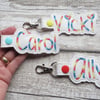 Personalised Rainbow Thread Keyring, Zipper Pull or Keychain