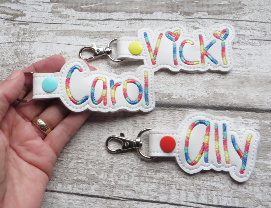 Personalised Rainbow Thread Keyring, Zipper Pull or Keychain