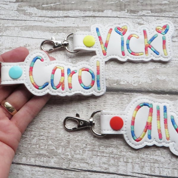 Personalised Rainbow Thread Keyring, Zipper Pull or Keychain