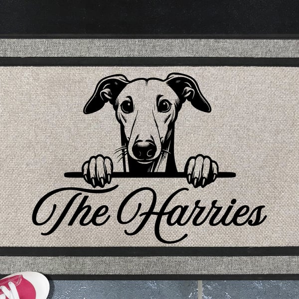 Whippet Dog Door Mat No.1 - Personalised Whippet All Weather Doormat - 45x70cm 
