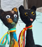 Funky Needle-Felted Cat Ornament – Handmade Wool Sculpture with Scarf (One Cat) - Image 6