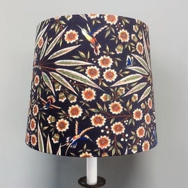 Dramatic Tropical BLACK Hummingbird Butterfly VIntage Fabric Lampshade option 