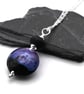 lampwork glass black and purple pendant necklace